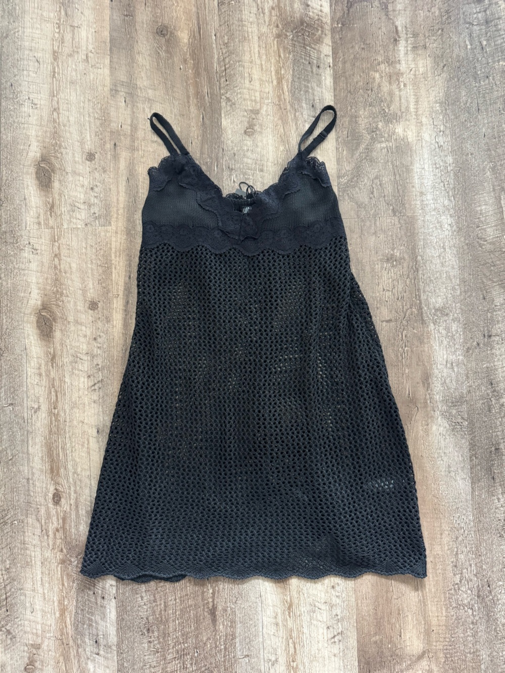 Current Mood Dollskill Black Crochet Lace-Trim Top